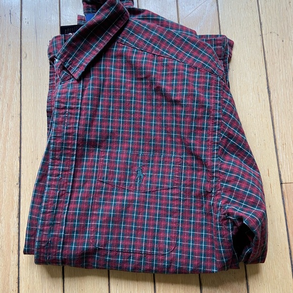 Big Kids Red & Green Polo Buttondown Great for Christmas Thanksgiving - Picture 3 of 5